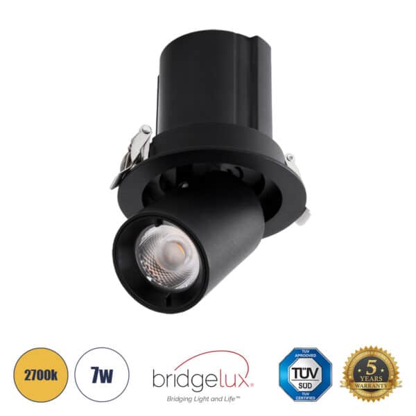 GloboStar® VIRGO-S 60305 Χωνευτό LED Spot Downlight TrimLess Φ9cm 7W 875lm 36° AC 220-240V IP20 Φ9cm x Υ9cm - Στρόγγυλο - Μαύρο - Θερμό Λευκό 2700K - Bridgelux COB - 5 Years Warranty | 36,80 €