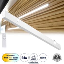 GloboStar® FELIX 61029-W Γραμμικό Φωτιστικό Τοίχου - Απλίκα Linear LED CCT 54W 6500lm 120° AC 220-240V Μ120 x Π3.5 x Υ7cm - Εναλλαγή Φωτισμού μέσω Τηλεχειριστηρίου All In One Ψυχρό 6000k+Φυσικό 4500k+Θερμό 2700k Dimmable - Λευκό - 3 Years Warranty