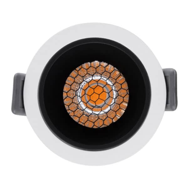 GloboStar® PLUTO-S 60247 Χωνευτό LED Spot Downlight TrimLess Φ6.4cm 7W 875lm 38° AC 220-240V IP20 Φ6.4 x Υ4.9cm - Στρόγγυλο - Λευκό με Μαύρο Κάτοπτρο & Anti-Glare HoneyComb - Θερμό Λευκό 2700K - Bridgelux COB - 5 Years Warranty | 17,81 €