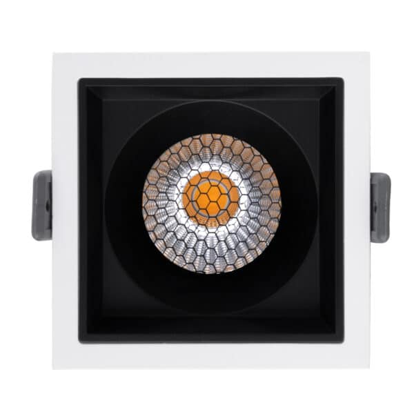 GloboStar® PLUTO-M 60270 Χωνευτό LED Spot Downlight TrimLess Μ8.4xΠ8.4cm 10W 1300lm 38° AC 220-240V IP20 Μ8.4 x Π8.4 x Υ5.9cm - Τετράγωνο - Λευκό με Μαύρο Κάτοπτρο & Anti-Glare HoneyComb - Φυσικό Λευκό 4500K - Bridgelux COB - 5 Years Warranty | 20,40 €