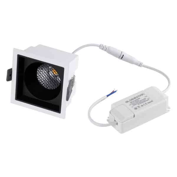 GloboStar® PLUTO-M 60270 Χωνευτό LED Spot Downlight TrimLess Μ8.4xΠ8.4cm 10W 1300lm 38° AC 220-240V IP20 Μ8.4 x Π8.4 x Υ5.9cm - Τετράγωνο - Λευκό με Μαύρο Κάτοπτρο & Anti-Glare HoneyComb - Φυσικό Λευκό 4500K - Bridgelux COB - 5 Years Warranty | 20,40 €