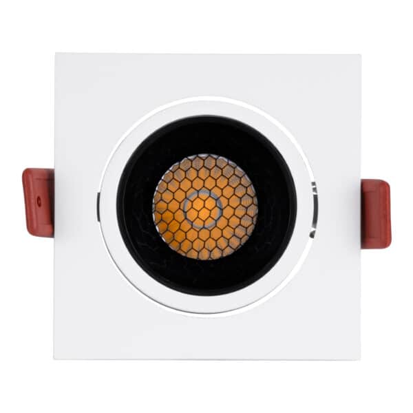 GloboStar® LEO-SQ 60288 Χωνευτό LED Spot Downlight TrimLess Μ8.5xΠ8.5cm 10W 1300lm 38° AC 220-240V IP20 Μ8.5 x Π8.5 x Υ6.6cm - Τετράγωνο - Κινούμενο - Λευκό με Μαύρο Κάτοπτρο & Anti-Glare HoneyComb - Φυσικό Λευκό 4500K - Bridgelux COB - 5 Years Warranty | 29,03 €