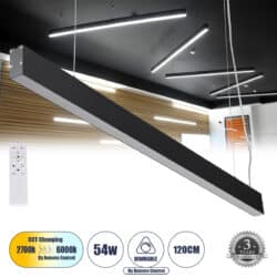 GloboStar® FELIX 61028-S Γραμμικό Φωτιστικό Οροφής Linear LED CCT 54W 6500lm 120° AC 220-240V Μ120 x Π3.5 x Υ7cm - Εναλλαγή Φωτισμού μέσω Τηλεχειριστηρίου All In One Ψυχρό 6000k+Φυσικό 4500k+Θερμό 2700k Dimmable - Μαύρο - 3 Years Warranty