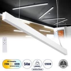 GloboStar® FELIX 61029-S Γραμμικό Φωτιστικό Οροφής Linear LED CCT 54W 6500lm 120° AC 220-240V Μ120 x Π3.5 x Υ7cm - Εναλλαγή Φωτισμού μέσω Τηλεχειριστηρίου All In One Ψυχρό 6000k+Φυσικό 4500k+Θερμό 2700k Dimmable - Λευκό - 3 Years Warranty