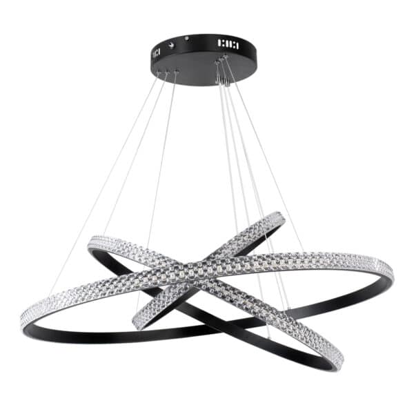 GloboStar® DIAMOND TRIO 61138 Κρεμαστό Φωτιστικό Δαχτυλίδι-Κύκλος LED CCT 120W 14723lm 360° AC 220-240V - Εναλλαγή Φωτισμού μέσω Τηλεχειριστηρίου All In One Ψυχρό 6000k+Φυσικό 4500k+Θερμό 2700k Dimmable Φ40+60+80cm - Μαύρο - 3 Years Warranty | 192,13 €