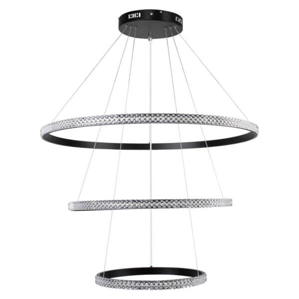 GloboStar® DIAMOND TRIO 61138-DECO Κρεμαστό Φωτιστικό Δαχτυλίδι-Κύκλος LED CCT 120W 14723lm 360° AC 220-240V - Εναλλαγή Φωτισμού μέσω Τηλεχειριστηρίου All In One Ψυχρό 6000k+Φυσικό 4500k+Θερμό 2700k Dimmable Φ40+60+80cm - Μαύρο - 3 Years Warranty | 192,13 €