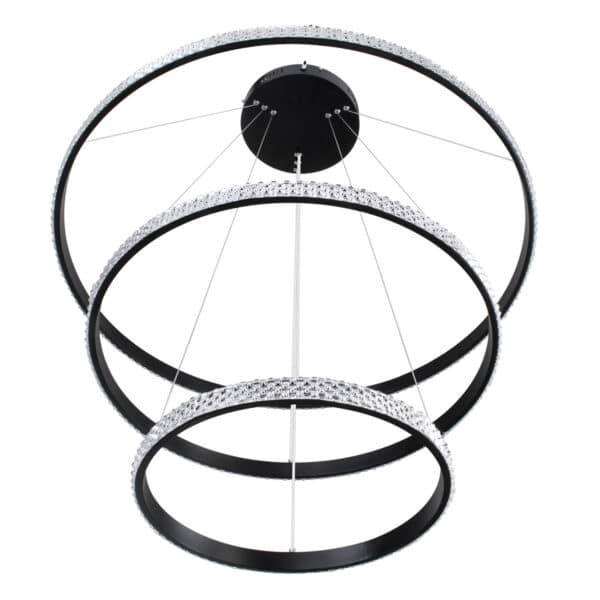 GloboStar® DIAMOND TRIO 61138-DECO Κρεμαστό Φωτιστικό Δαχτυλίδι-Κύκλος LED CCT 120W 14723lm 360° AC 220-240V - Εναλλαγή Φωτισμού μέσω Τηλεχειριστηρίου All In One Ψυχρό 6000k+Φυσικό 4500k+Θερμό 2700k Dimmable Φ40+60+80cm - Μαύρο - 3 Years Warranty | 192,13 €