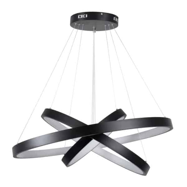 GloboStar® NEMESIS TRIO 61170-DECO Κρεμαστό Φωτιστικό Δαχτυλίδι-Κύκλος LED CCT 120W 14723lm 360° AC 220-240V - Εναλλαγή Φωτισμού μέσω Τηλεχειριστηρίου All In One Ψυχρό 6000k+Φυσικό 4500k+Θερμό 2700k Dimmable Φ40+60+80cm - Μαύρο - 3 Years Warranty | 238,27 €