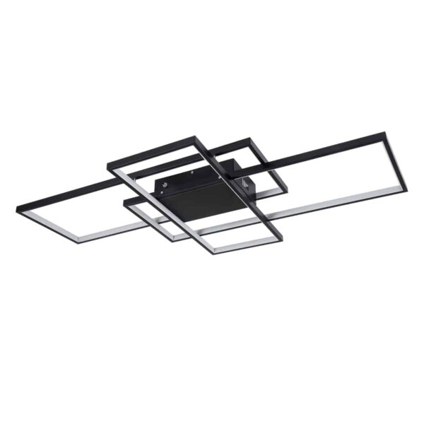 GloboStar® QUADRA 61388 Φωτιστικό Οροφής Design LED CCT 120W 14400lm 120° AC 220-240V - Εναλλαγή Φωτισμού μέσω Τηλεχειριστηρίου All In One Ψυχρό 6000k+Φυσικό 4500k+Θερμό 2700k Dimmable Μ105 x Π60 x Υ9cm - Μαύρο - 3 Years Warranty | 176,35 €