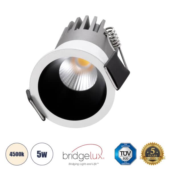 GloboStar® MICRO-S 60234 Χωνευτό LED Spot Downlight TrimLess Φ4cm 5W 650lm 38° AC 220-240V IP20 Φ4 x Υ5.9cm - Στρόγγυλο - Λευκό με Μαύρο Κάτοπτρο - Φυσικό Λευκό 4500K - Bridgelux COB - 5 Years Warranty | 17,38 €