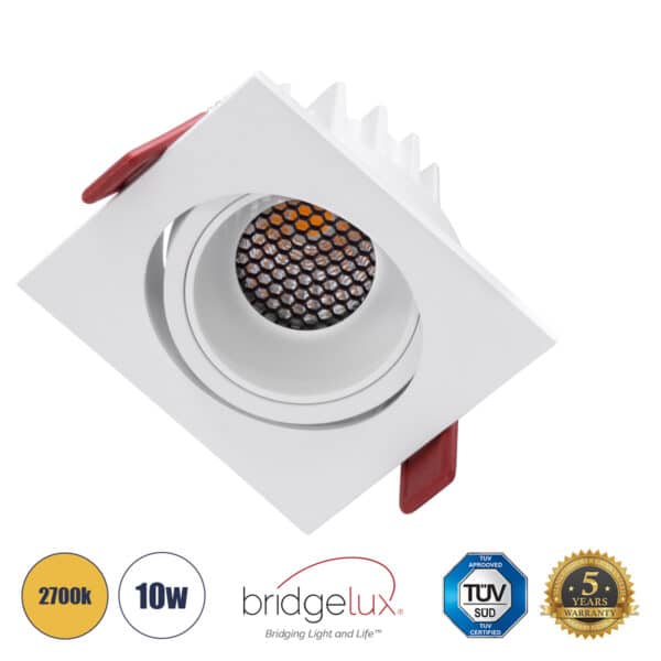 GloboStar® LEO-SQ 60291 Χωνευτό LED Spot Downlight TrimLess Μ8.5xΠ8.5cm 10W 1250lm 38° AC 220-240V IP20 Μ8.5 x Π8.5 x Υ6.6cm - Τετράγωνο - Κινούμενο - Λευκό & Anti-Glare HoneyComb - Θερμό Λευκό 2700K - Bridgelux COB - 5 Years Warranty | 29,03 €