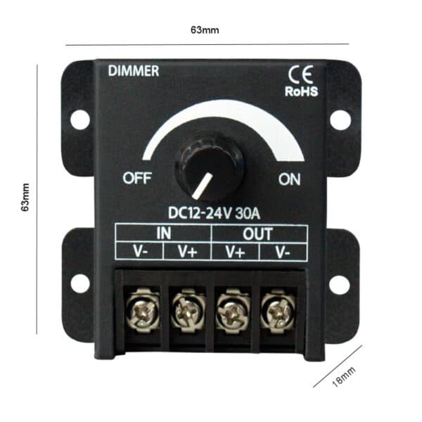 LED Dimmer Μονού χρώματος 12 24VDC 360W 1