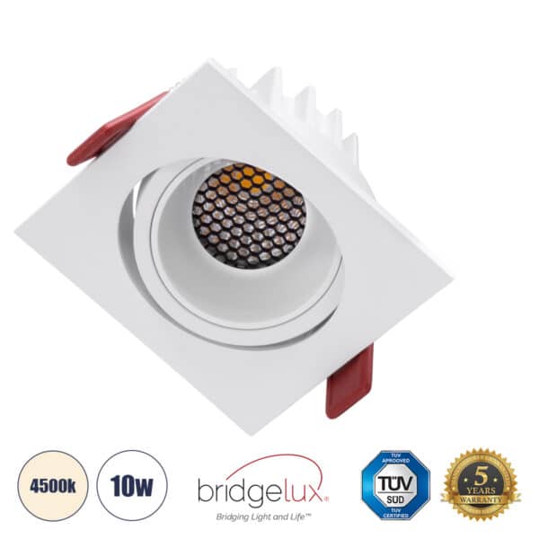 GloboStar® LEO-SQ 60290 Χωνευτό LED Spot Downlight TrimLess Μ8.5xΠ8.5cm 10W 1300lm 38° AC 220-240V IP20 Μ8.5 x Π8.5 x Υ6.6cm - Τετράγωνο - Κινούμενο - Λευκό & Anti-Glare HoneyComb - Φυσικό Λευκό 4500K - Bridgelux COB - 5 Years Warranty | 29,03 €