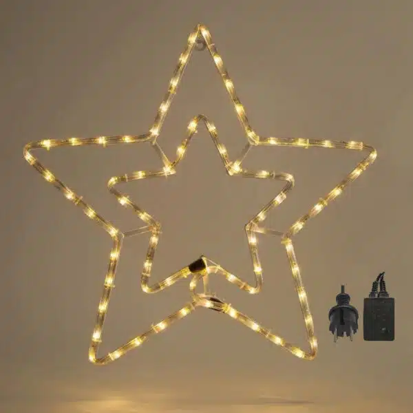 LED Διπλό Αστέρι Φωτοσωλήνας IP44 Θερμό Λευκό 56Χ56