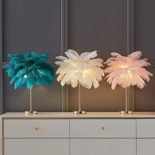 Roma A Feather Επιτραπέζιο Φωτιστικό με πούπουλο 1ΧΕ14 D40 (2)