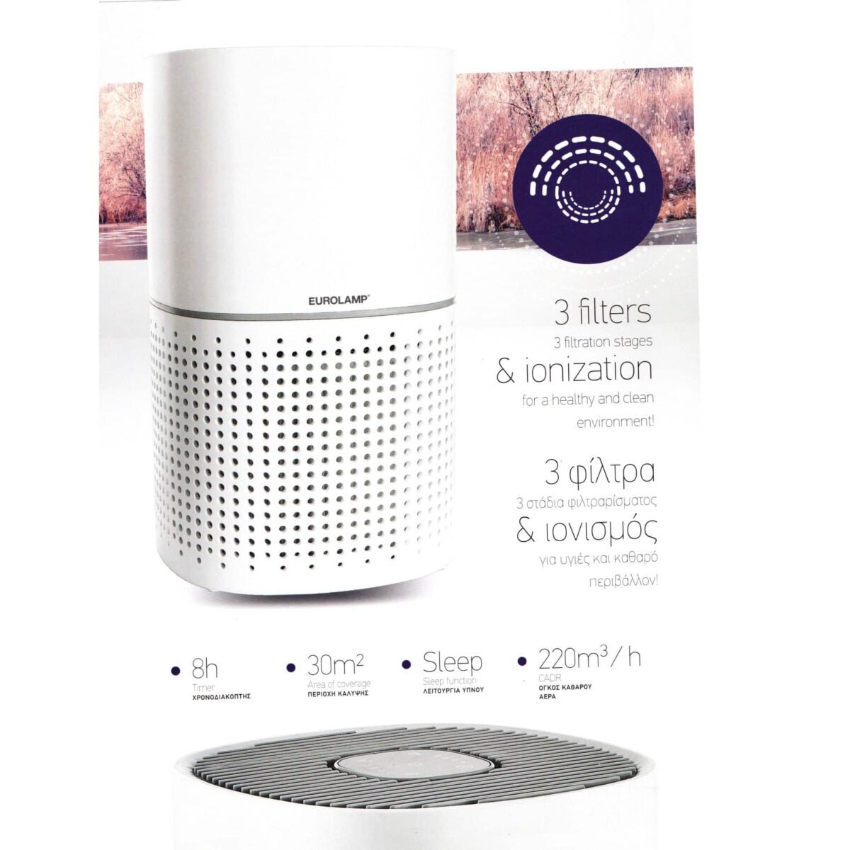 EUROLAMP Ιονιστης Καθαριστης Αερα Λευκος 50w 1