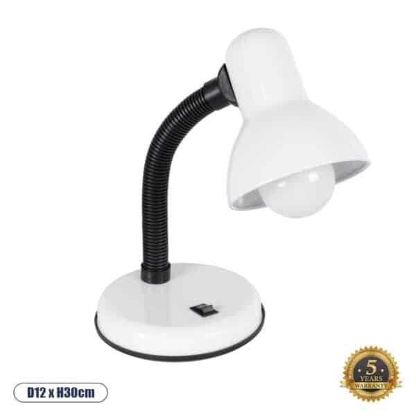 GloboStar® STUDENT WHITE 01531 Μοντέρνο Επιτραπέζιο Φωτιστικό Γραφείου Μονόφωτο 1 x E27 Λευκό Μεταλλικό με Διακόπτη ΟN/OFF Καμπάνα Φ12 x Υ32cm | 6,52 €