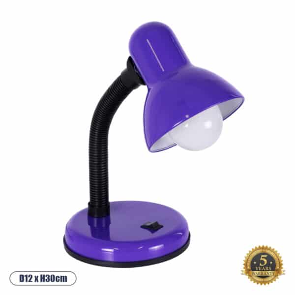 GloboStar® STUDENT PURPLE 01537 Μοντέρνο Επιτραπέζιο Φωτιστικό Γραφείου Μονόφωτο 1 x E27 Μωβ με Λευκό Μεταλλικό με Διακόπτη ΟN/OFF Καμπάνα Φ12 x Υ32cm | 6,52 €