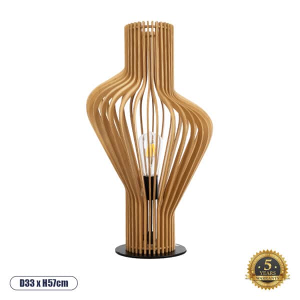 GloboStar® MIHIRO 02176 Boho Επιτραπέζιο Φωτιστικό Μονόφωτο 1 x E27 AC220-240V IP20 - Φ33 x Υ57cm - Καφέ Ξύλινο με Μαύρη Μεταλλική Βάση Πλέγμα | 147,92 €