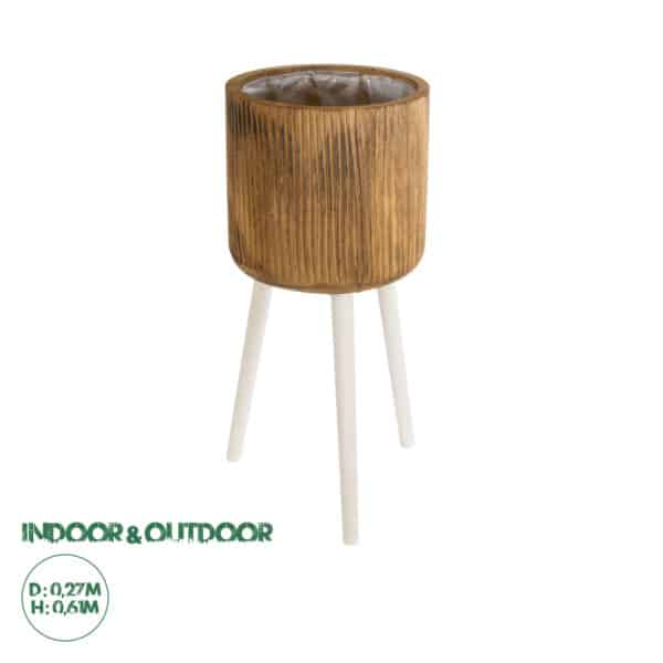 GloboStar® Artificial Garden JAMAICA 20555 Διακοσμητικό Ξύλινο Κασπώ Γλάστρα - Flower Pot Καφέ Φ27 x Υ61cm | 157,11 €