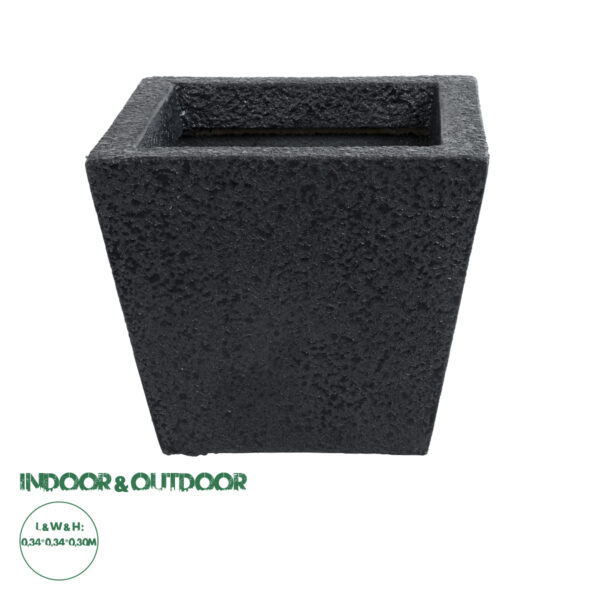 GloboStar® Artificial Garden KARRASPIO 20770 Επιδαπέδιο Πολυεστερικό Τσιμεντένιο Κασπώ Γλάστρα - Flower Pot Μαύρο Μ34 x Π34 x Υ30cm | 123,80 €