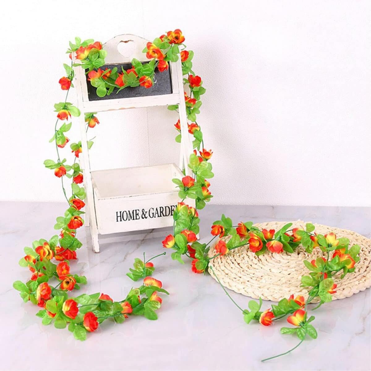 cm Γιρλάντα Τεχνητό Φυτό με τμχ Τριαντάφυλλα (Μικρά) Πορτοκαλί