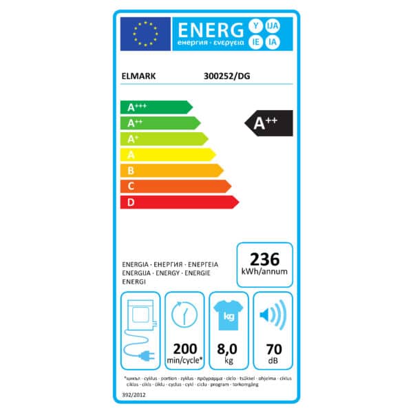 ELMARK Στεγνωτήριο Ρούχων EL-WL68 HEAT PUMP TUMBLE DRYER 8KG GREY ( Με αντλία θερμότητας ) | 769,97 €