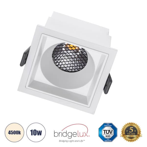 GloboStar® PLUTO-M 60272 Χωνευτό LED Spot Downlight TrimLess Μ8.4xΠ8.4cm 10W 1300lm 38° AC 220-240V IP20 Μ8.4 x Π8.4 x Υ5.9cm - Τετράγωνο - Λευκό & Anti-Glare HoneyComb - Φυσικό Λευκό 4500K - Bridgelux COB - 5 Years Warranty | 20,40 €