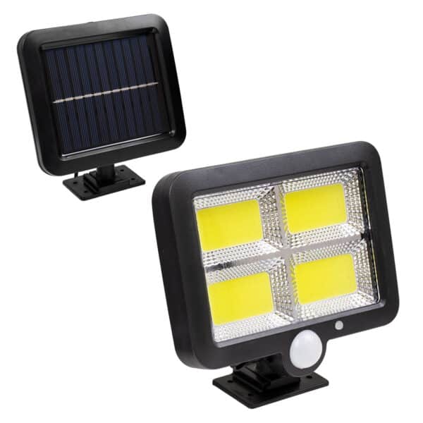 GloboStar® 71462 Αυτόνομος Ηλιακός Προβολέας LED 128 4 x COB 30W 1600lm με Ενσωματωμένη Μπαταρία 2400mAh - Φωτοβολταϊκό Πάνελ με Αισθητήρα Ημέρας-Νύχτας - PIR Αισθητήρα Κίνησης Αδιάβροχο IP65 Ψυχρό Λευκό 6000K | 18,67 €