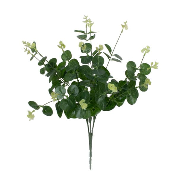 GloboStar® EUCALYPTUS 78295 Τεχνητό Φυτό Ευκάλυπτος - Μπουκέτο Διακοσμητικών Φυτών - Κλαδιών με Φύλλωμα Πράσινο - Λευκό Υ45cm | 3,59 €