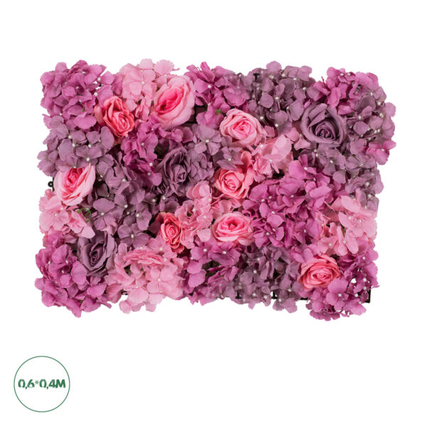 GloboStar® Artificial Garden ROSES STORY PURPLE 78336 Τεχνητό Διακοσμητικό Πάνελ Λουλουδιών - Κάθετος Κήπος σύνθεση Αμβροσία Μ60 x Π40 x Υ6cm | 23,17 €