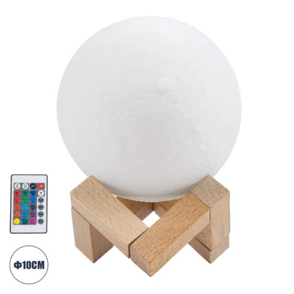 GloboStar® MOON 79618 Μοντέρνο Επιτραπέζιο Φωτιστικό Πορτατίφ LED 2W 120lm 360° DC 5V - Εναλλαγή Φωτισμού μέσω Τηλεχειριστηρίου & Αφής - Dimmable - RGBW - Φ10 x Υ13.5 - Λευκό | 13,14 €