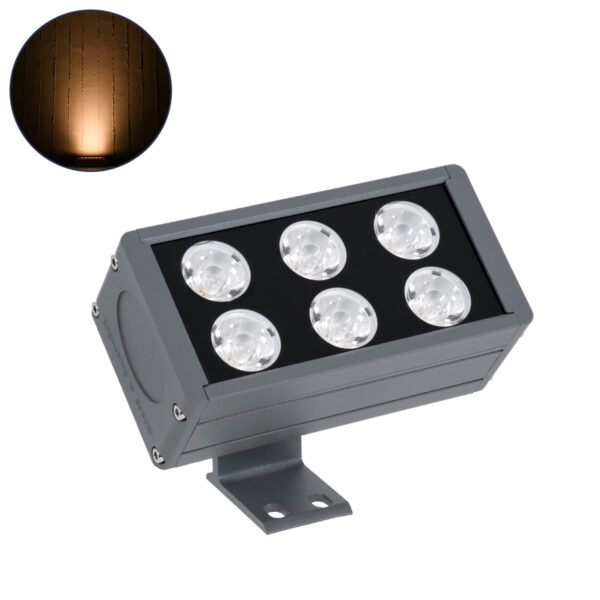 GloboStar® FLOOD-DANY 90374 Προβολέας Wall Washer για Φωτισμό Κτιρίων LED 24W 2040lm 5° DC 24V Αδιάβροχο IP65 L16 x W9.5 x H7.5cm Αρχιτεκτονικό Πορτοκαλί 2200K - Γκρι Ανθρακί - 3 Years Warranty | 69,90 €