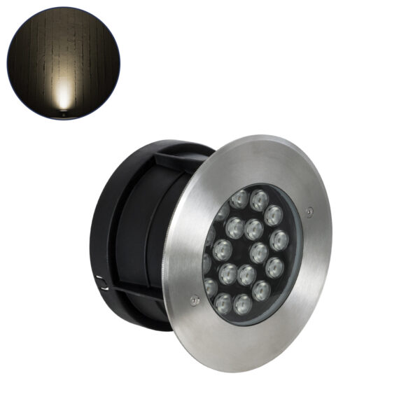 GloboStar® UNDERGROUND-SINA 90571 Χωνευτό Φωτιστικό Σποτ Δαπέδου LED 18W 1620lm 15° DC 24V Αδιάβροχο IP68 Φ20 x Υ11cm Θερμό Λευκό 2700K - Ανοξείδωτο Ατσάλι - 3 Χρόνια Εγγύηση | 43,43 €