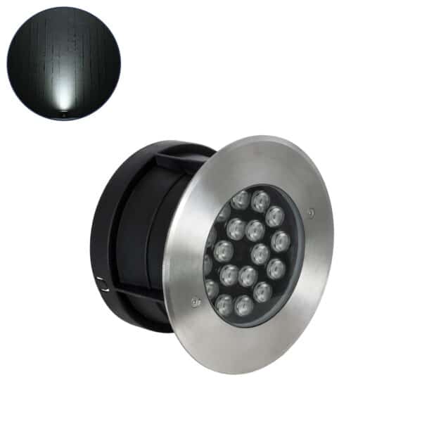 GloboStar® UNDERGROUND-SINA 90572 Χωνευτό Φωτιστικό Σποτ Δαπέδου LED 18W 1710lm 15° DC 24V Αδιάβροχο IP68 Φ20 x Υ11cm Φυσικό Λευκό 4500K - Ανοξείδωτο Ατσάλι - 3 Χρόνια Εγγύηση | 43,42 €