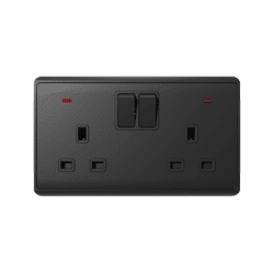 LONDON DOUBLE SOCKET WITH 2P BUTTON SWITCH NEON AN