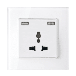 MULTI-FUNCT. SOCKET 16A WITH 2XUSB GLASS FRAME WH