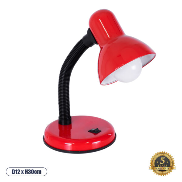 GloboStar® STUDENT RED 01535 Μοντέρνο Επιτραπέζιο Φωτιστικό Γραφείου Μονόφωτο 1 x E27 Κόκκινο με Λευκό Μεταλλικό με Διακόπτη ΟN/OFF Καμπάνα Φ12 x Υ32cm | 6,52 €