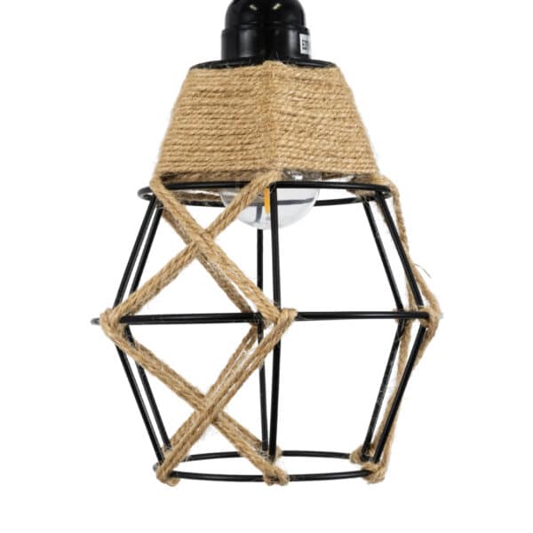 GloboStar® BELLARIVA 01961 Boho Φωτιστικό Τοίχου - Απλίκα Μονόφωτο 1 x E27 AC 220-240V IP20 - Μ10 x Π30 x Υ43cm - Μαύρο Μεταλλικό με Ξύλο και Μπεζ Σχοινί Πλεγμα | 39,37 €