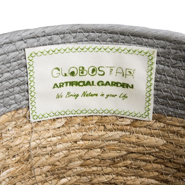 GloboStar® Artificial Garden SYROS 20282 Διακοσμητικό Πλεκτό Καλάθι - Κασπώ Γλάστρα - Flower Pot Μπεζ με Γκρι Φ25 x Υ22cm | 19,87 €