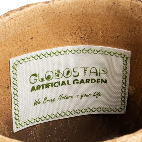 GloboStar® Artificial Garden MONTANA 20504 Διακοσμητικό Κεραμικό Κασπώ Γλάστρα - Flower Pot Καφέ με Λευκή Υφασμάτινη Κορδέλα και Μαύρες - Κόκκινες Λεπτομέρειες Φ16.5 x Υ15.5cm | 16,14 €