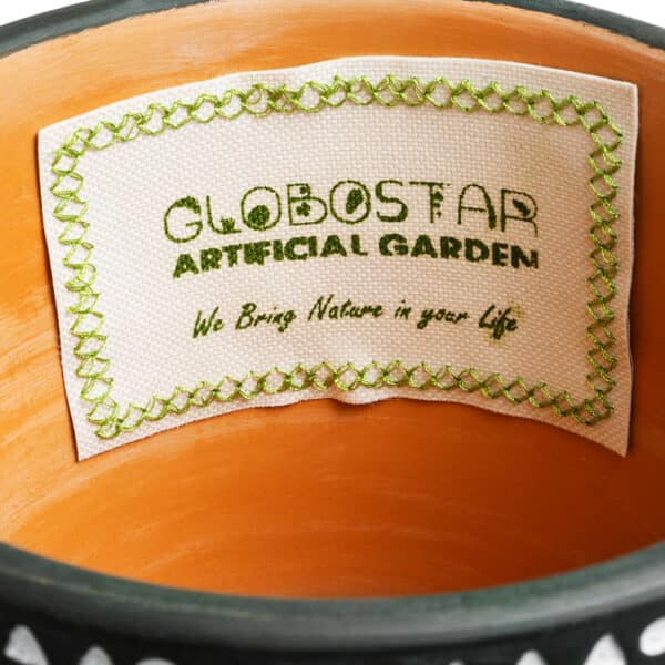 GloboStar® Artificial Garden NAIROBI 20509 Διακοσμητικό Κεραμικό Κασπώ Γλάστρα - Flower Pot Μαύρο με Λευκό Φ16 x Υ16cm | 20,27 €