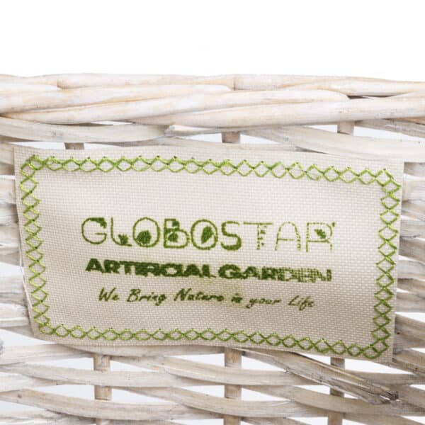 GloboStar® Artificial Garden KYOTO 20589 Διακοσμητικό Πλεκτό Καλάθι - Κασπώ Γλάστρα - Flower Pot Λευκό με Μπεζ Φ20 x Υ20cm | 23,58 €