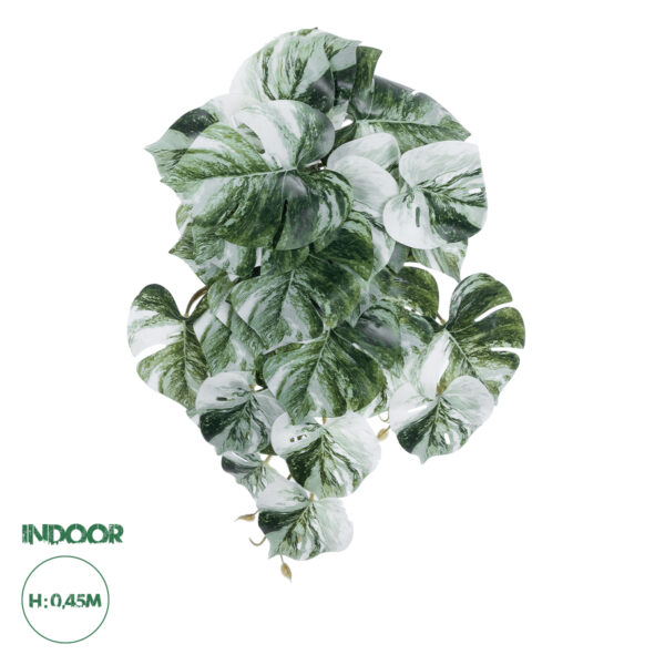 GloboStar® Artificial Garden ALBINO MONSTERA HANGING PLANT 20609 Τεχνητό Διακοσμητικό Κρεμαστό Φυτό Μονστέρα Υ45cm | 10,10 €