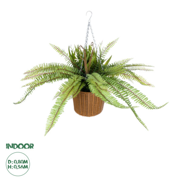 GloboStar® Artificial Garden FERN HANGING BOUQUET PLANT 20629 Τεχνητό Κρεμαστό Διακοσμητικό Φυτό Φτέρης Y56cm | 133,28 €