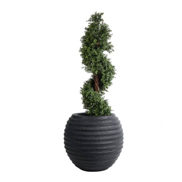 GloboStar® Artificial Garden ILAEIRA 20713 Επιδαπέδιο Πολυεστερικό Τσιμεντένιο Κασπώ Γλάστρα - Flower Pot Μαύρο Φ58 x Υ53cm | 127,67 €