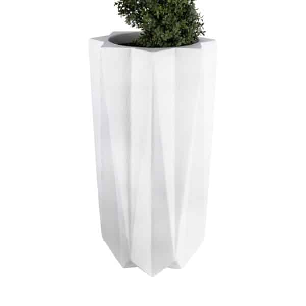 GloboStar® Artificial Garden PADOVA 20739 Επιδαπέδιο Πολυεστερικό Τσιμεντένιο Κασπώ Γλάστρα - Flower Pot Λευκό Φ48 x Υ100cm | 402,36 €