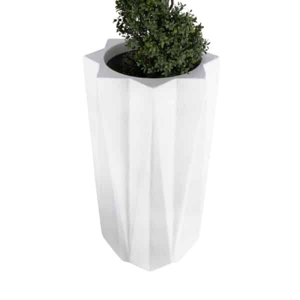 GloboStar® Artificial Garden PADOVA 20739 Επιδαπέδιο Πολυεστερικό Τσιμεντένιο Κασπώ Γλάστρα - Flower Pot Λευκό Φ48 x Υ100cm | 402,36 €