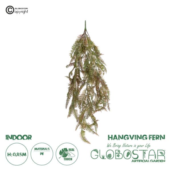 GloboStar® Artificial Garden HANGING FERN BRANCH 20832 Τεχνητό Διακοσμητικό Κρεμαστό κλαδί Φτέρης Μ30 x Π8 x Υ87cm | 8,75 €