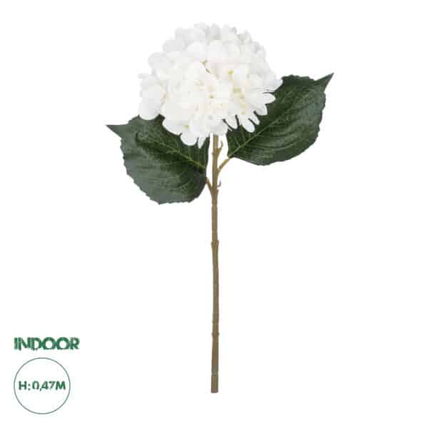 GloboStar® Artificial Garden WHITE HYDRANGEA BRANCH 21173 Τεχνητό Διακοσμητικό Κλαδί Ορτανσίας Λευκό Y47cm | 4,37 €